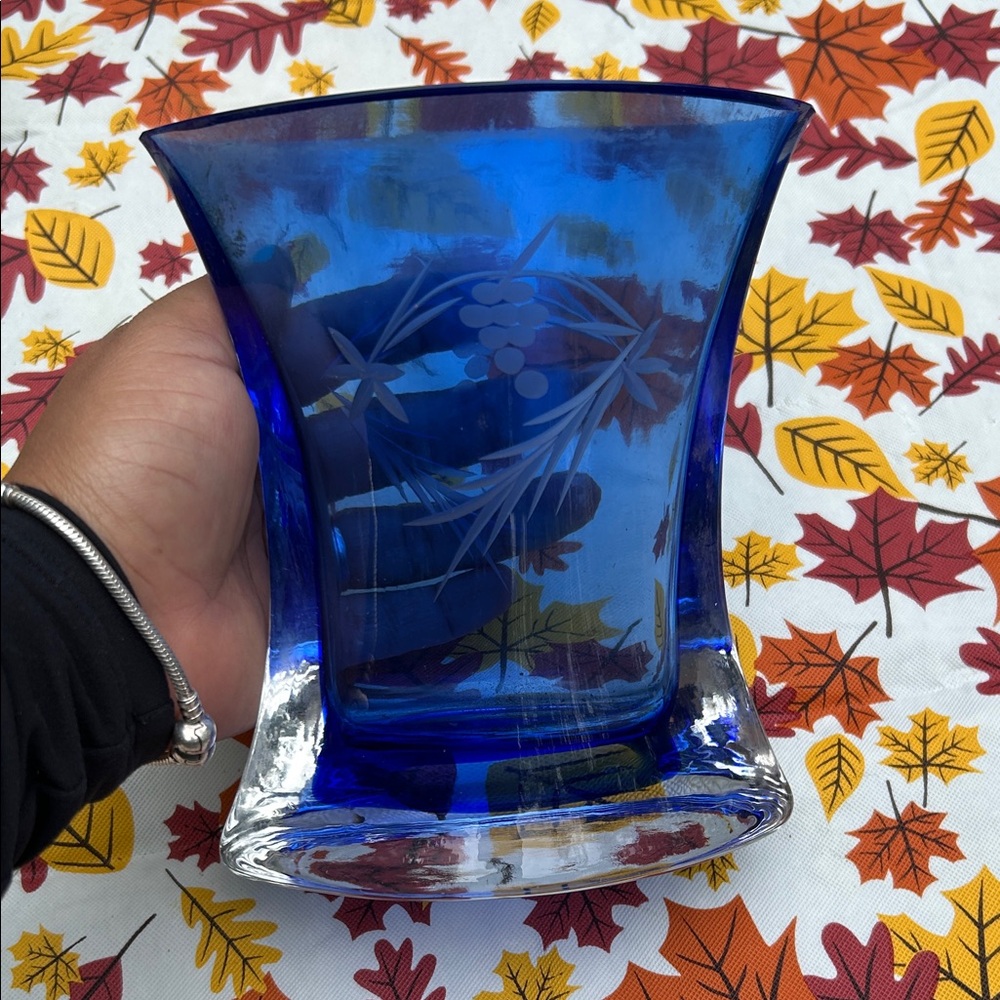 Elegant Blue Glass Vase